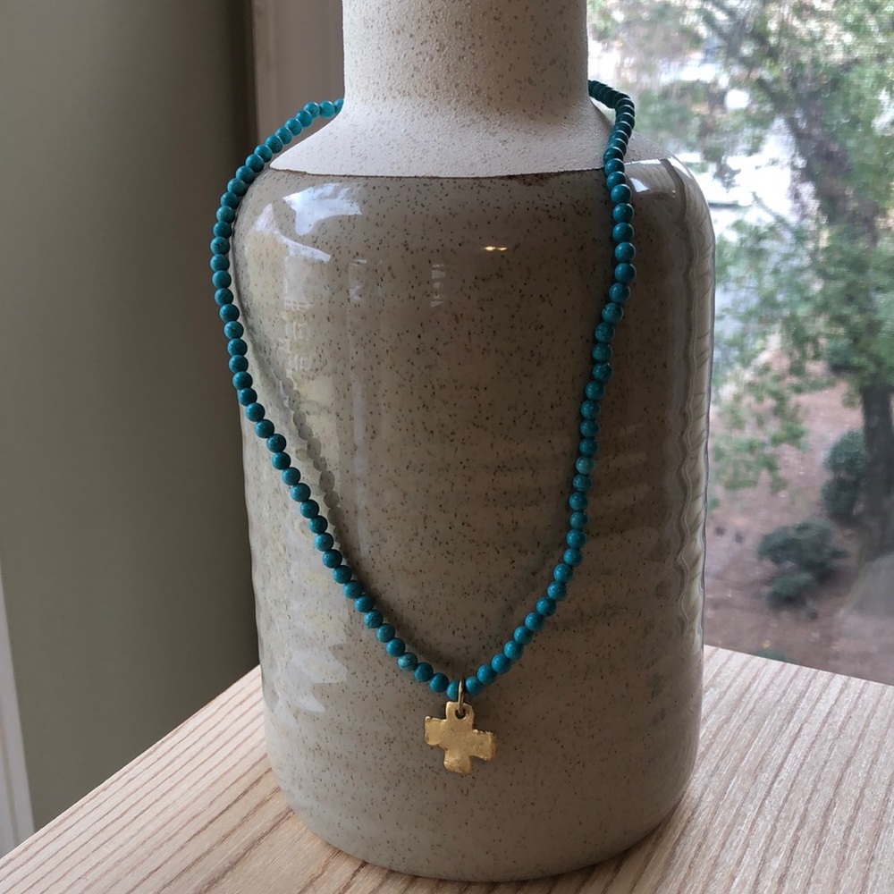Turquoise cross necklace (never worn)